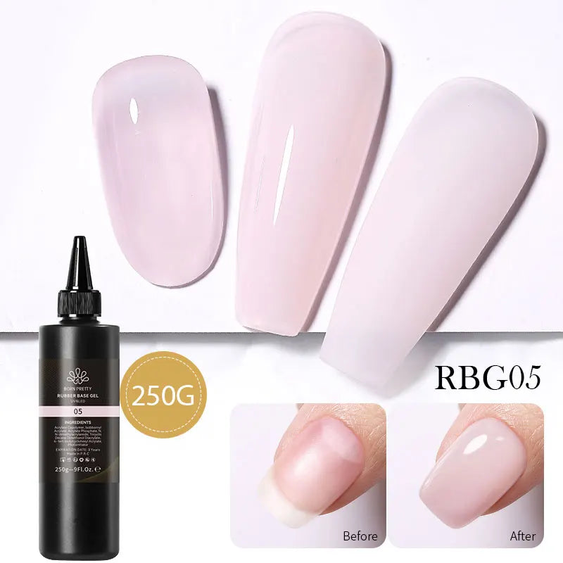 BORN PRETTY 250g Milky White Jelly Nude Gel Nail Polish Refilled Package Translucent Clear Semi Permanent Soak Off UV Gel 21