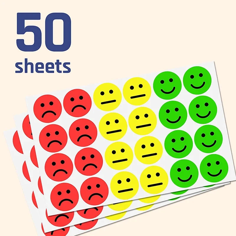 1" Happy Sad Smiling Face Behavior Stickers 120-1200pcs Labels Teachers Classroom School Kids Student Reward Sticker Toys Gifts 3