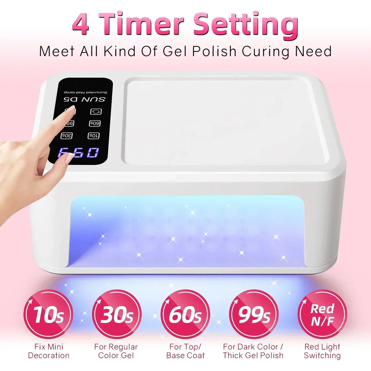480W Big Space UV LED Nail Lamp For Manicure Lamp Drying Gel Nail Polish 140LEDS Nail Dryer With LCD Screens Salon Tools 2