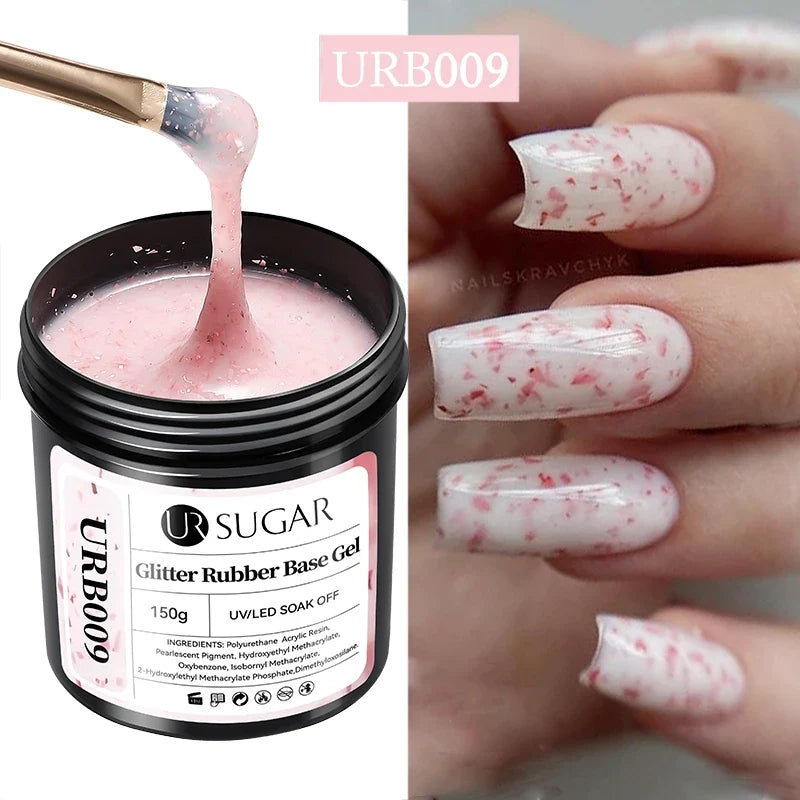 UR SUGAR 150g Rubber Base Gel Nail Polish Sparking Aurora Glitter Rubber Varnish Soak Off Semi permanent UV LED Gel Manicure 24