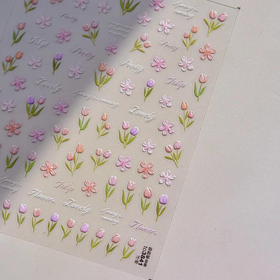 1pcs Dream Flower Window Shell Light Nail Art Stickers Japanese Flower Self Adhesive Stickers Press On Nails Decoration Decals 44