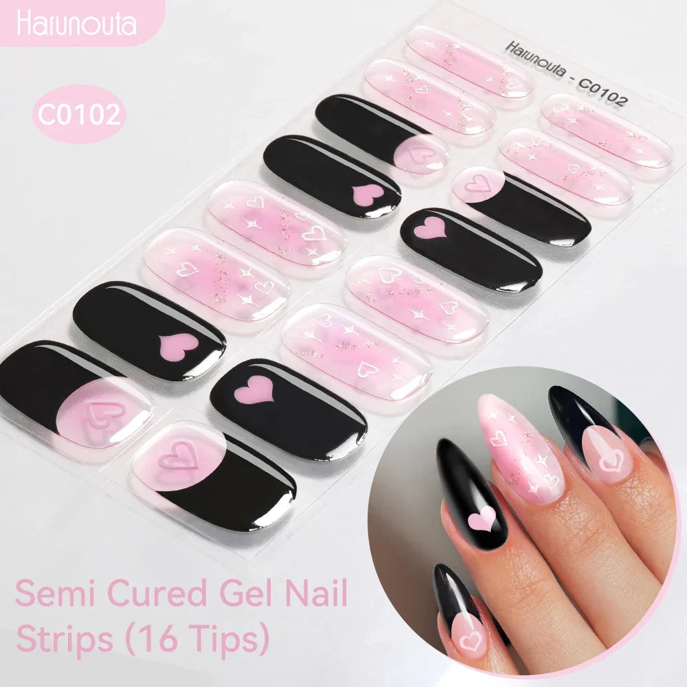 Gradient Auroras Semi Cured Gel Nail Strips Sparkly Shinning DIY Gel Polish Stickers for Nails Works with UV/LED Nail Lamps 63