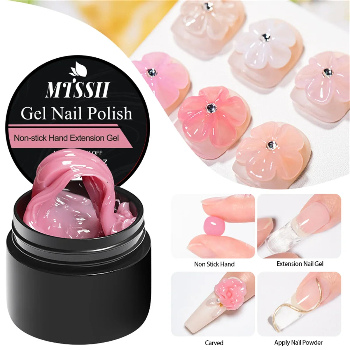 2/3pcs Clear Non-Stick Hand Extension Gel Nail Polish Set 3D Shaping/Sculpting/Carving UV/LED Gel Jelly Hard Gel Manicure DIY 5