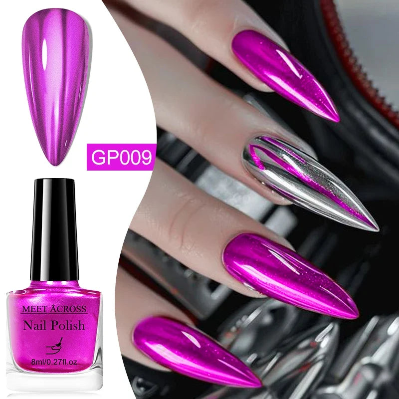 8ml Metallic Nail Polish Mirror Effect Fast Drying Long-Lasting Nails Art Polish DIY No Need Lamp Cure Manicure Nail Supplies 17