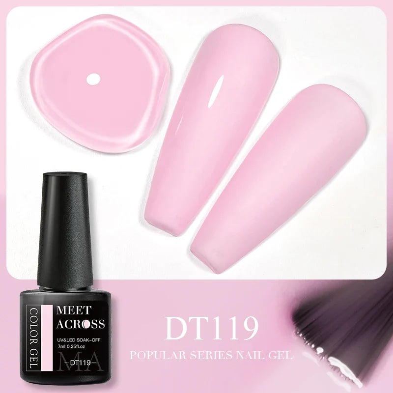 MEET ACROSS 5ml Pink Dried Flower Gel Nail Polish Natural Flower Fairy Nail Art Gel Soak Off UV LED Painting Varnishes For Nails 61