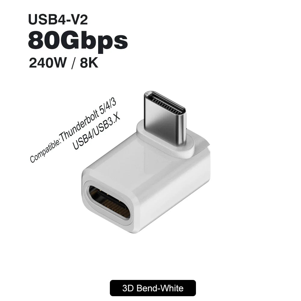USB4 V2 90 Degree USB-C Angle Adapter | 80Gbps Thunderbolt 5/4/3 Elbow Connector 13