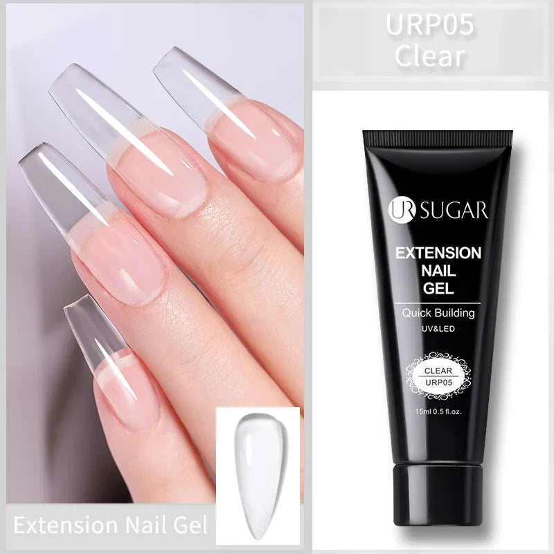 UR SUGAR 15ml Extension Gel Nail Polish Bright Nude White Clear Semi Permanent UV Hard Gel Nails Finger Prolong Gel Varnish Set 5