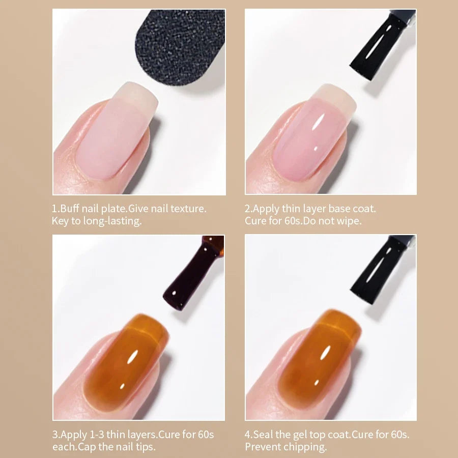 RSNAIL 10g Jelly Amber Gel Nail Polish Crystal Brown Nail Gel DIY Translucent Color Nail Art Gel Permanent UV Gel Polish Varnish 6