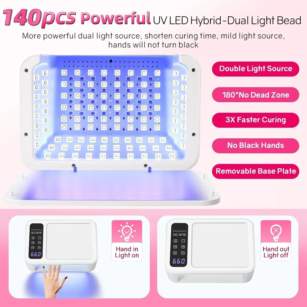 480W Big Space UV LED Nail Lamp For Manicure Lamp Drying Gel Nail Polish 140LEDS Nail Dryer With LCD Screens Salon Tools 3