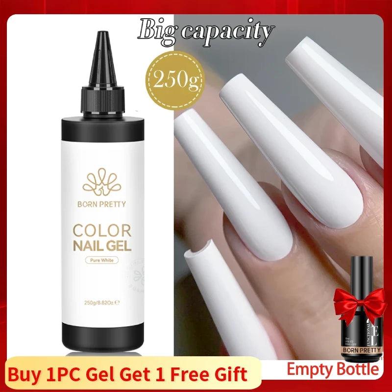 BORN PRETTY 250g Milky White Jelly Nude Gel Nail Polish Refilled Package Translucent Clear Semi Permanent Soak Off UV Gel 13