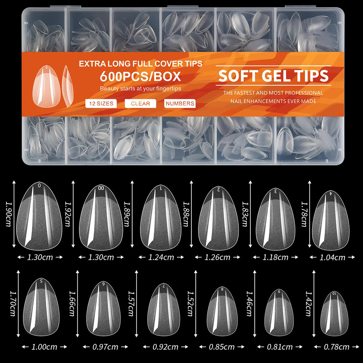 100/600Pcs Short Almond Nail Tips Soft Gel Nail Tips Full Cover False Nail Tips For Acrylic Nails  Salon Home Press On Nails 10