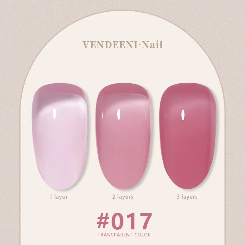 Vendeeni 24 Colors Jelly Transparent Gel Nail Polish Nude Pink Skin Color UV Soak Off Gel Varnish Jade Nail Art Gel Lacquer 15ml 12