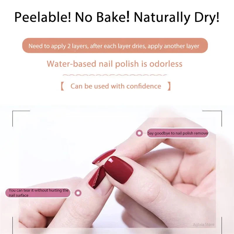 40 Colors No Bake Water-based Nail Polish Glitter Sequins Long-lasting Tearable Healthy Tearable Quick-drying Nude Nail Polish 3