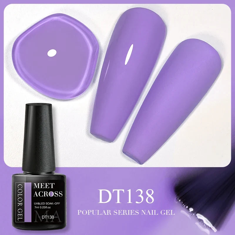 MEET ACROSS 5ml Pink Dried Flower Gel Nail Polish Natural Flower Fairy Nail Art Gel Soak Off UV LED Painting Varnishes For Nails 60