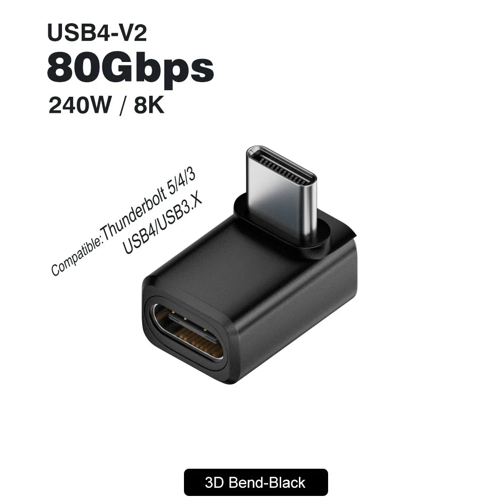 USB4 V2 90 Degree USB-C Angle Adapter | 80Gbps Thunderbolt 5/4/3 Elbow Connector 14