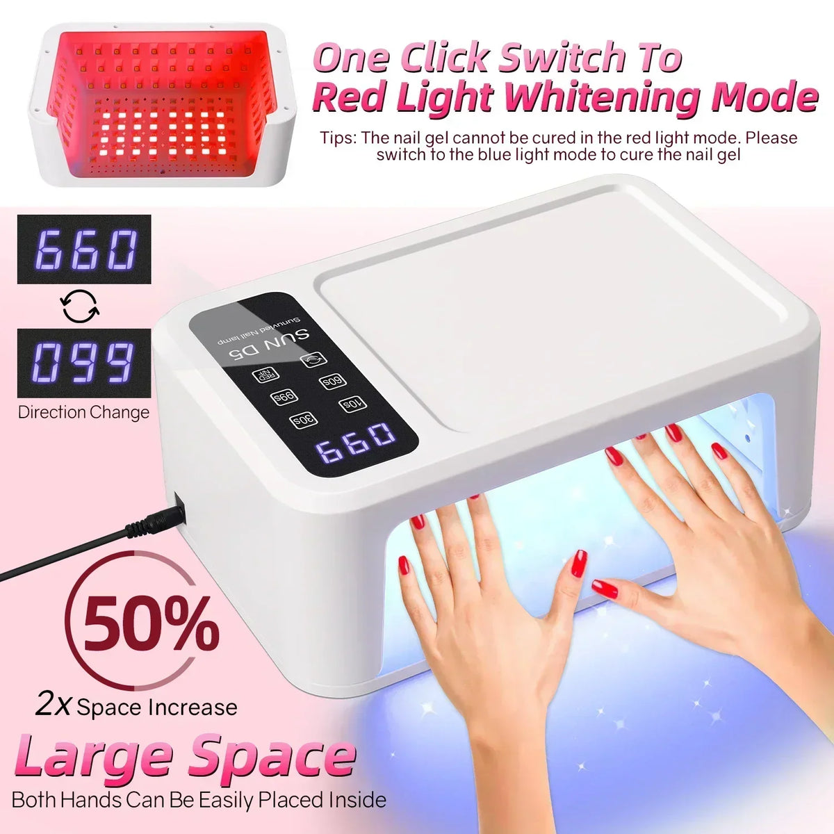 480W Big Space UV LED Nail Lamp For Manicure Lamp Drying Gel Nail Polish 140LEDS Nail Dryer With LCD Screens Salon Tools 4