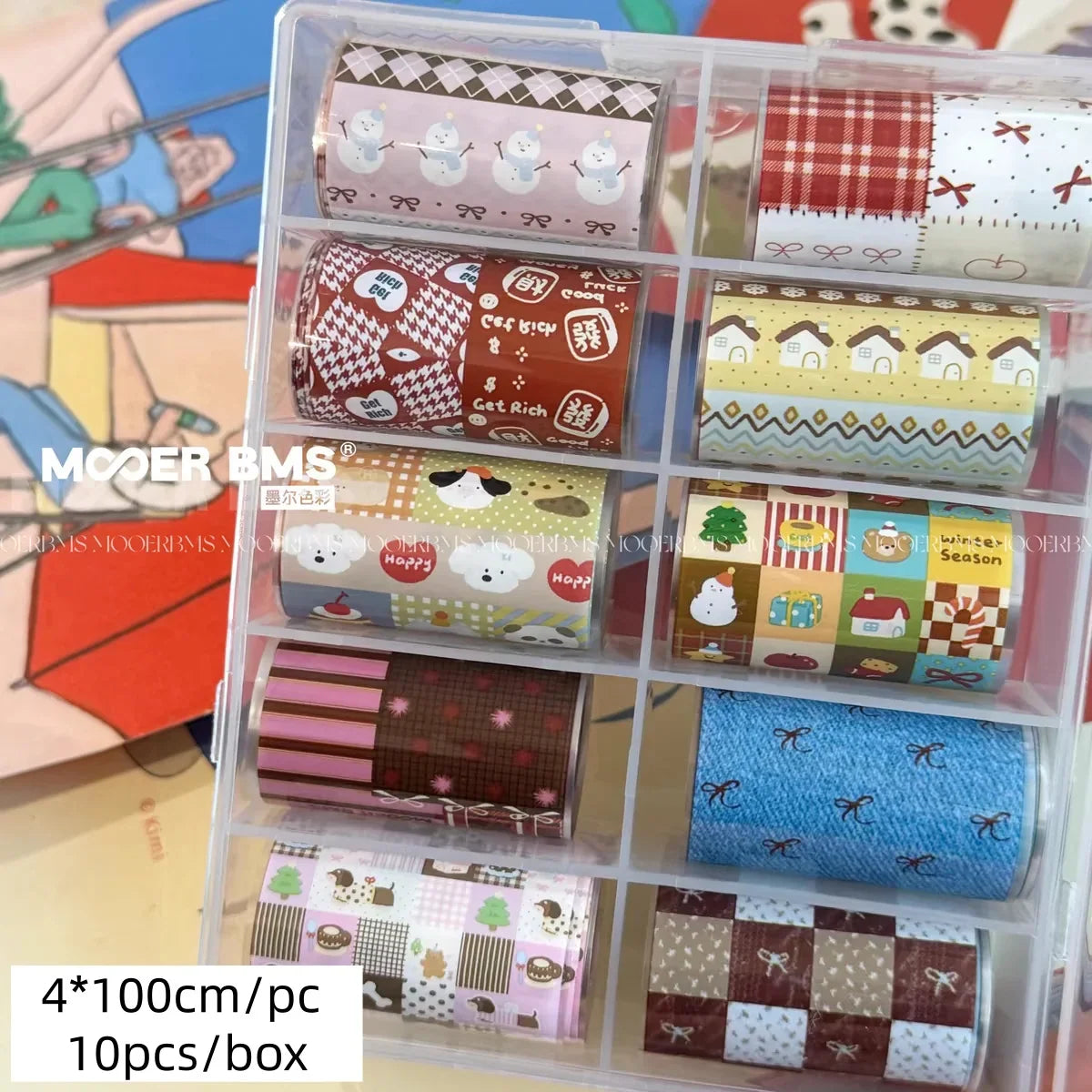10Rolls Plaid Thousand-Bird Bow  Stars Nail Foils Transfer Paper  Nail Art Stickers  Manicure Set Decal  Nails Decoration 33