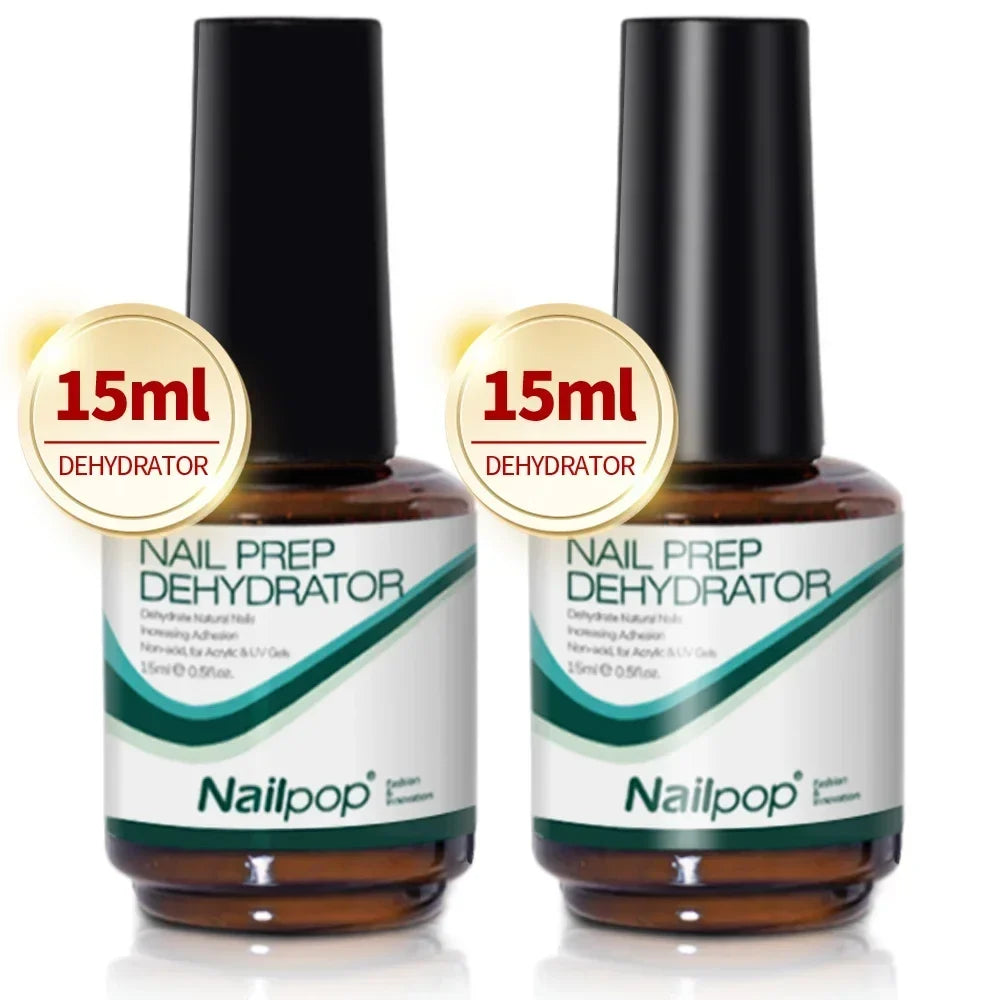 Nailpop Nail Dehydrator and Primer Acid Free Natural Nail Prep for Acrylic and UV Gel Nail Polish Fast Dry Superior Bonding Set 10