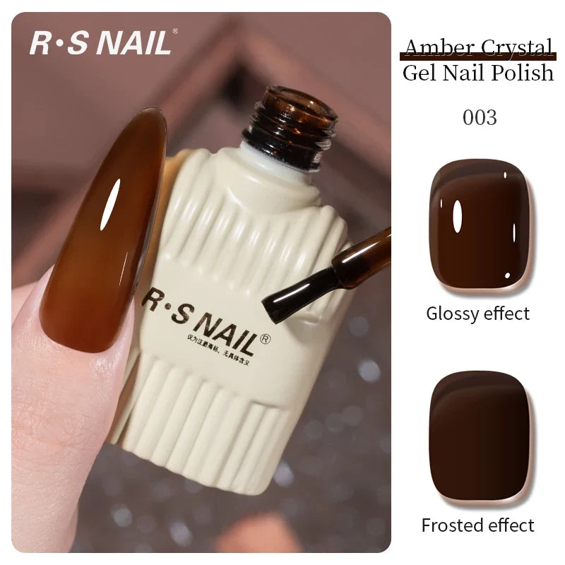 RSNAIL 10g Jelly Amber Gel Nail Polish Crystal Brown Nail Gel DIY Translucent Color Nail Art Gel Permanent UV Gel Polish Varnish 7