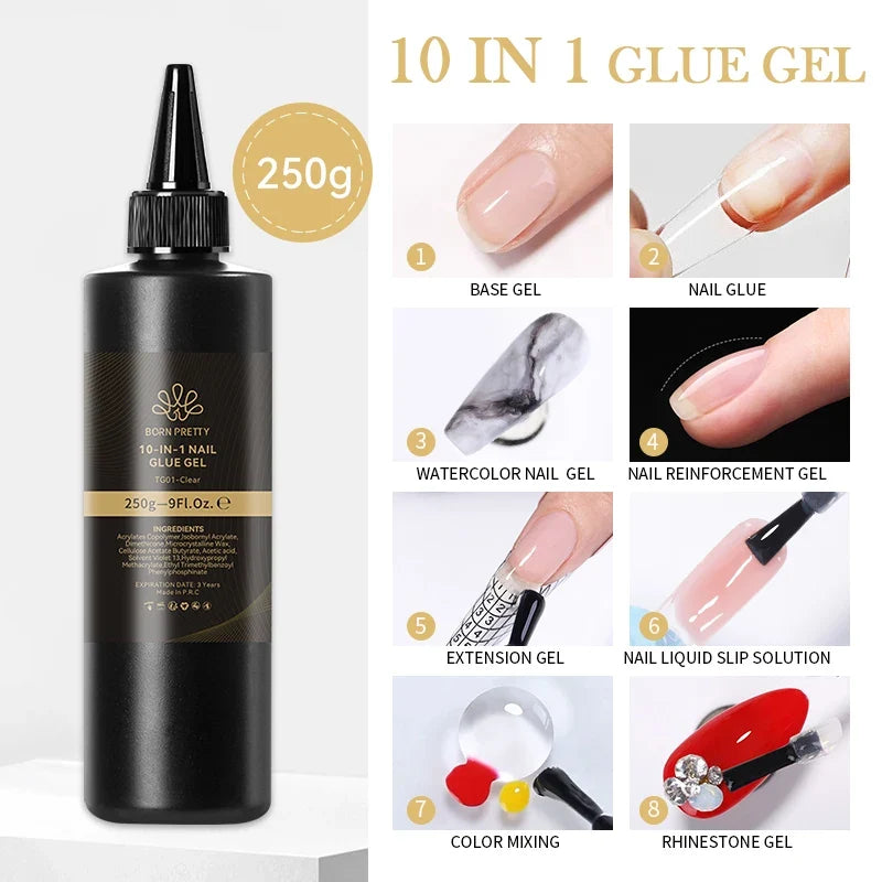 BORN PRETTY 250g Milky White Jelly Nude Gel Nail Polish Refilled Package Translucent Clear Semi Permanent Soak Off UV Gel 9