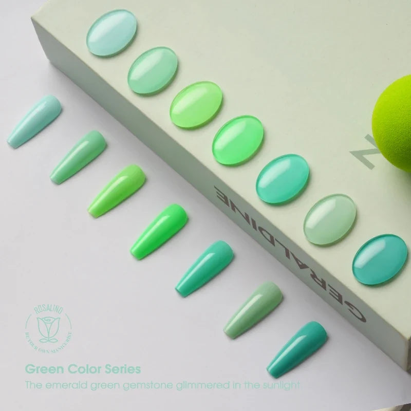 ROSALIND 7ml/15ml Summer Green Gel Nail Polish Semi Permanent Nail Art Manicure Soak Off Top Base Matt Hybrid Varnishes UV Gel 1