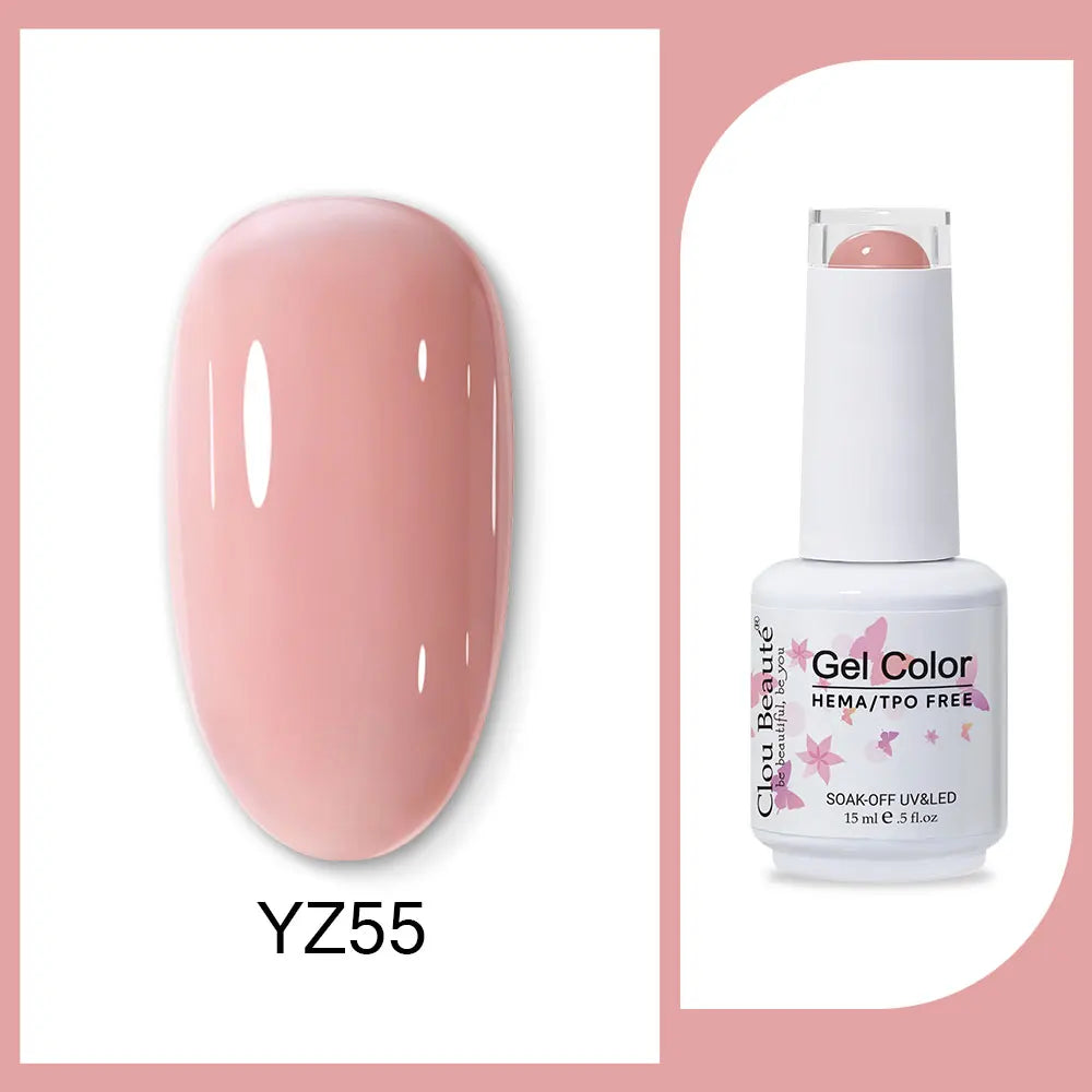 Clou Beaute 15ml Red Black White Green Neon Gel Nail Polish Base Top Coat Velvet Top 400 Colors Semi Permanent Gel Nail Varnish 107