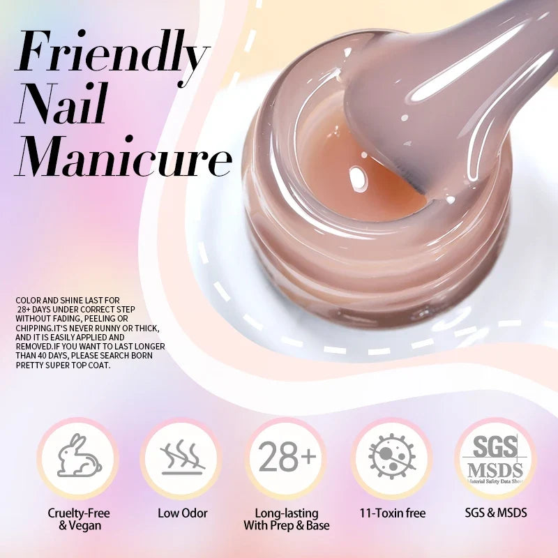 BORN PRETTY 83 Colors 10ml Jelly Nude Gel Nail Polish Autumn Amber Semi Transparent Manicure Soak off UV LED Nails Gel Varnish 6