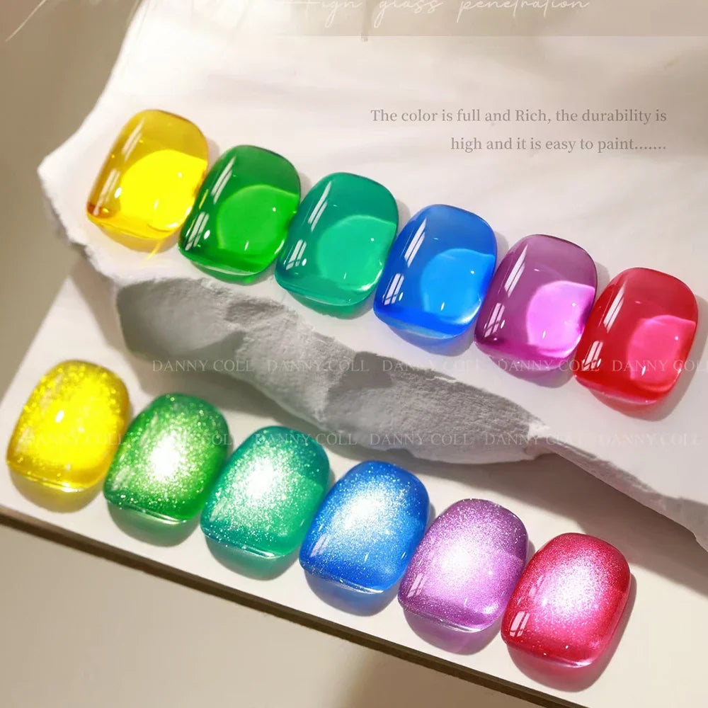 Translucent Glaze Colors Gel Nail Polish Set Varnish Lacquer Jelly Clear Gel Nail Art Gemstone LED&UV Syrup Gel Polish Kit 15ml 3