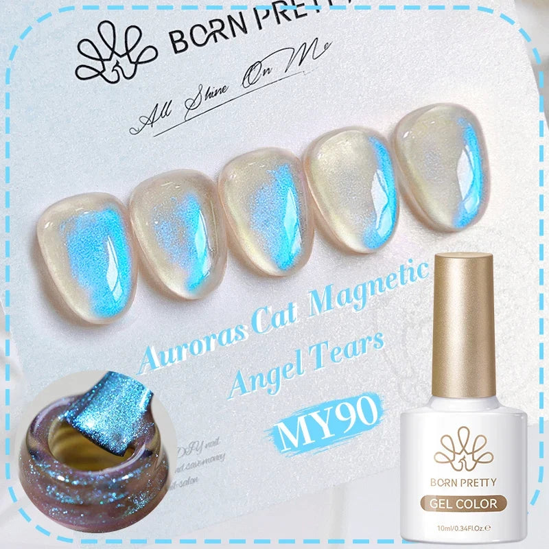 BORN PRETTY 10ml Silver Water Light Cat Magnetic Gel Nail Polish Nail Supplies Vernis Semi Permanent Gel for Fall Winter Nails 12