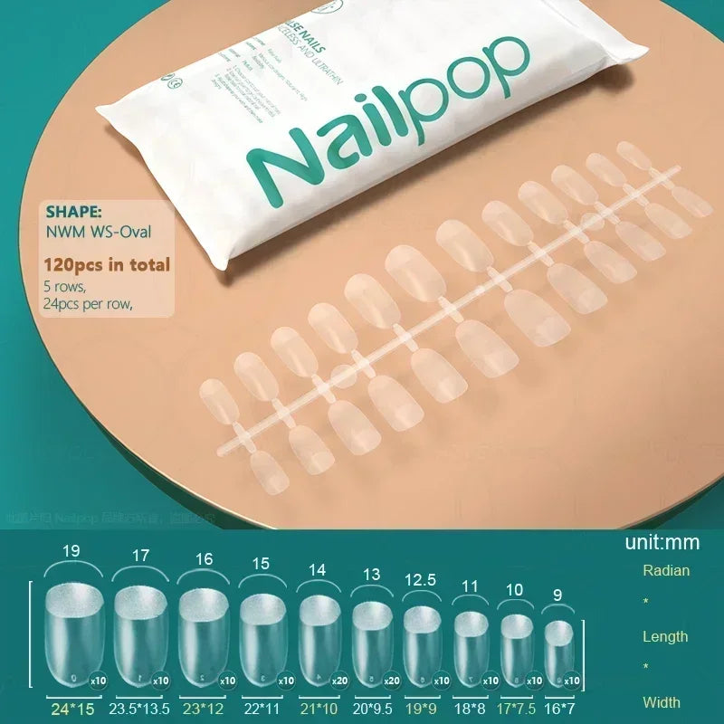 NAILPOP 120pcs Fake Nails Full Cover Press on Nails Coffin Soft Gel American Pose Capsule False Nail Tips for Extension System 21