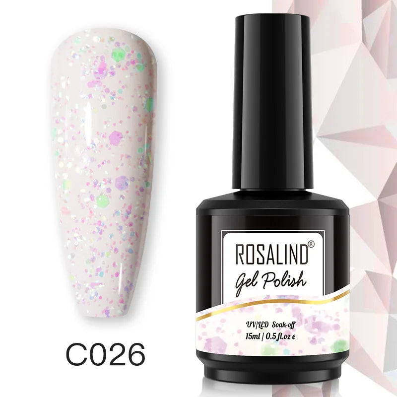 ROSALIND 7ml/15ml Summer Green Gel Nail Polish Semi Permanent Nail Art Manicure Soak Off Top Base Matt Hybrid Varnishes UV Gel 71