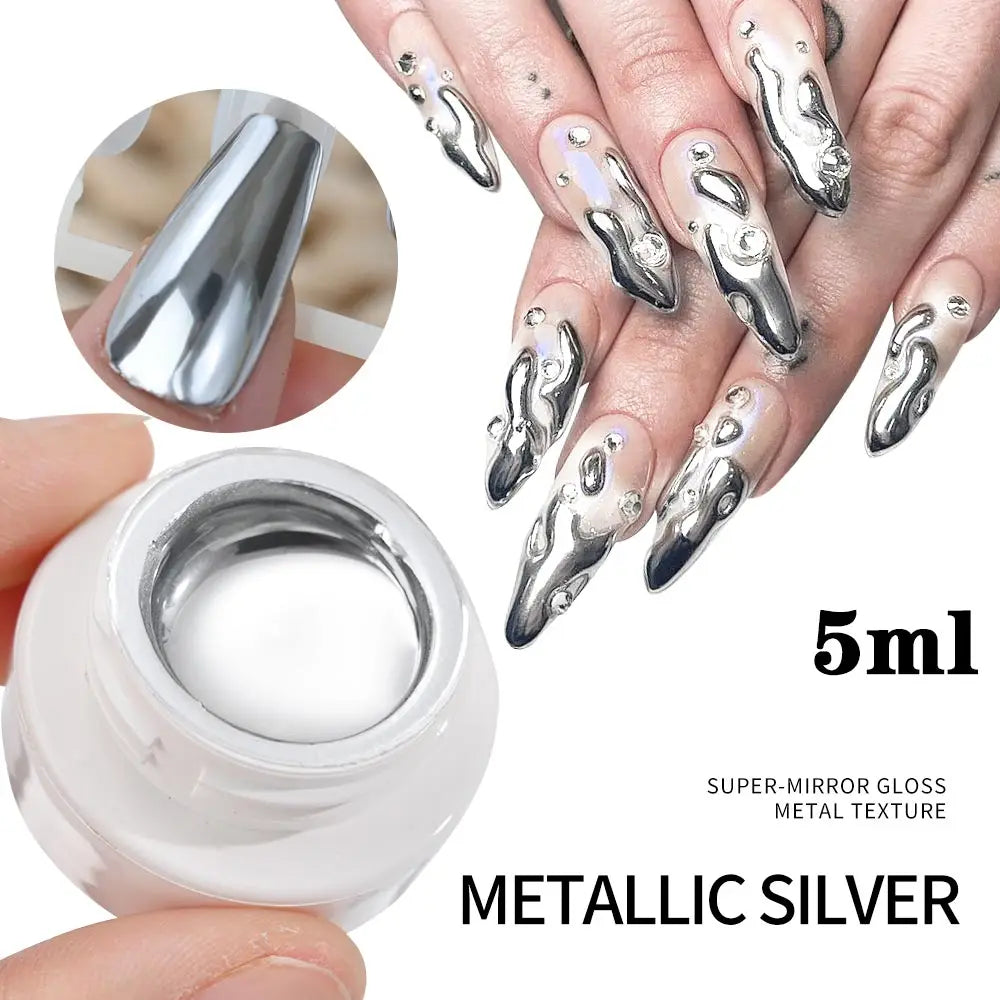 5/7/8ml Super-Bright Metallic Painting Liner Gel Polish Silver/Gold/Rose Mirror Gel Nail Polish Semi Permanent UV Nail Art Verni 12
