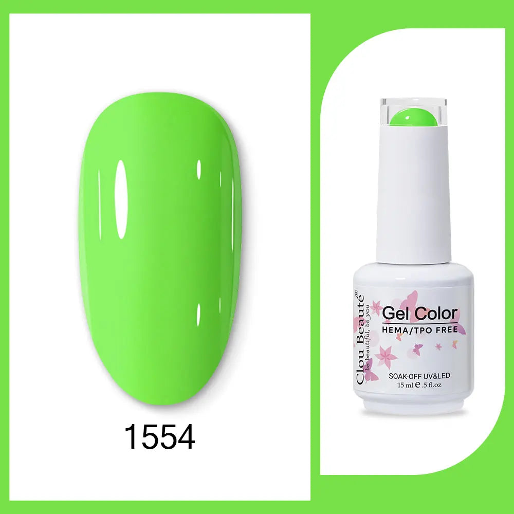 Clou Beaute 15ml Red Black White Green Neon Gel Nail Polish Base Top Coat Velvet Top 400 Colors Semi Permanent Gel Nail Varnish 67