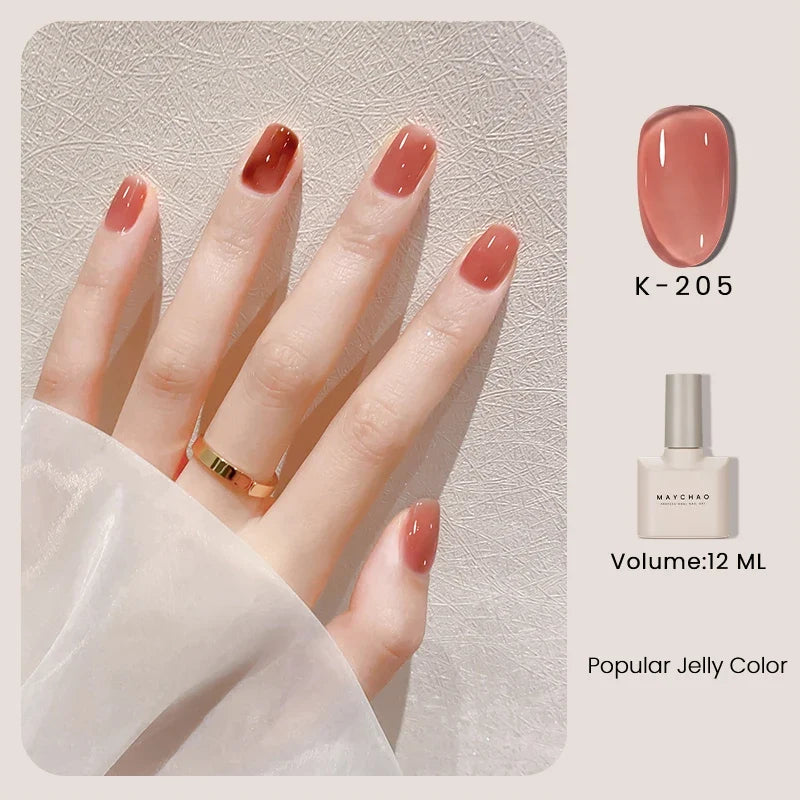 MAYCHAO 12ml Jelly Gel Nail Polish Semi Permanent Top Coat Soak Off UV LED Gel Art Nail Varnish Manicure Long Lasting Nail Gel 20