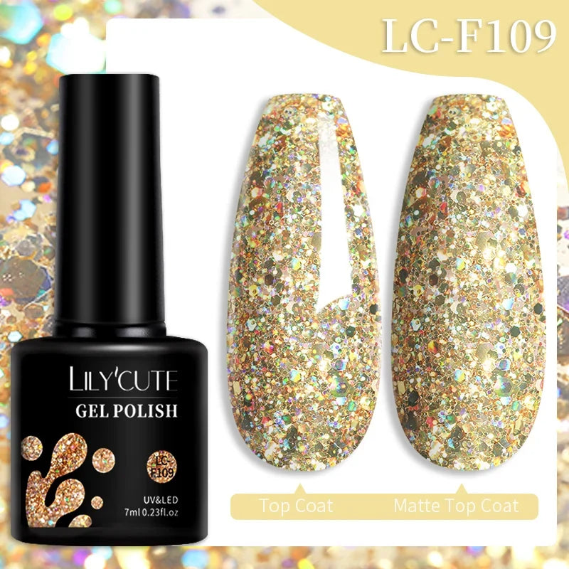 LILYCUTE 7ML Colorful Gel Nail Polish 129 Colors Long Lasting For Manicure Semi Permanent Base Top Coat Nail Art UV Gel Varnish 70