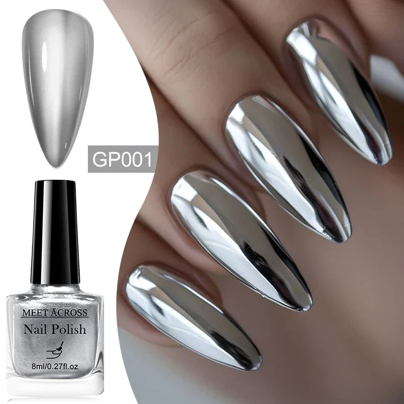 8ml Mirror Metallic Nail Polish No Need Lamp Curing Air Dry Salon Quality Soak-Off Long Lasting Varnishes DIY Manicure Design 1