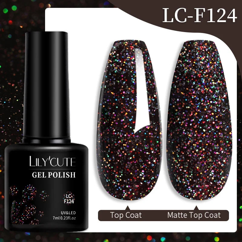 LILYCUTE 7ML Colorful Gel Nail Polish 129 Colors Long Lasting For Manicure Semi Permanent Base Top Coat Nail Art UV Gel Varnish 110