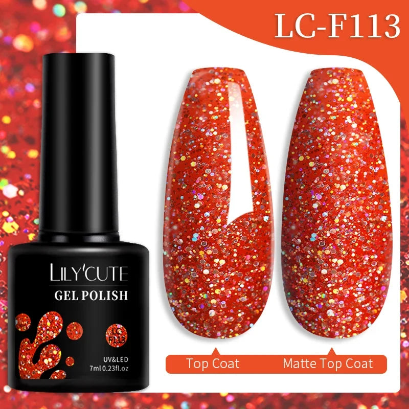LILYCUTE 7ML Colorful Gel Nail Polish 129 Colors Long Lasting For Manicure Semi Permanent Base Top Coat Nail Art UV Gel Varnish 85