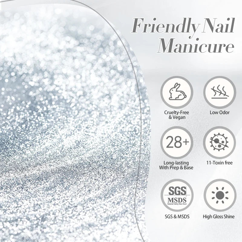 BORN PRETTY 10ml Silver Shining Reflective Cat Magnetic Gel Nail Polish Crystal Glitter Soak Off UV LED Nail Art Gel Varnish 6