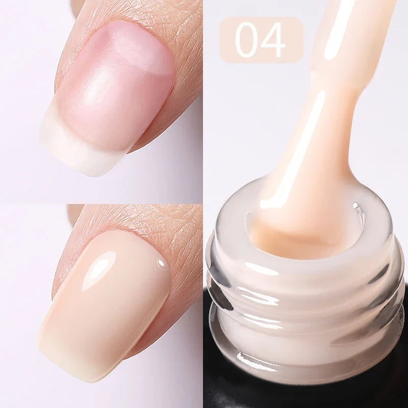 BORN PRETTY Milky Pink Rubber Base Gel Nail Polish Glitter 15ml Semi-Permanent Varnish Soak Off Self Leveling UV LED Gel 7