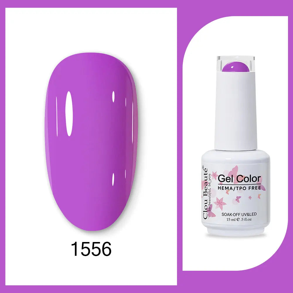 Clou Beaute 15ml Red Black White Green Neon Gel Nail Polish Base Top Coat Velvet Top 400 Colors Semi Permanent Gel Nail Varnish 61