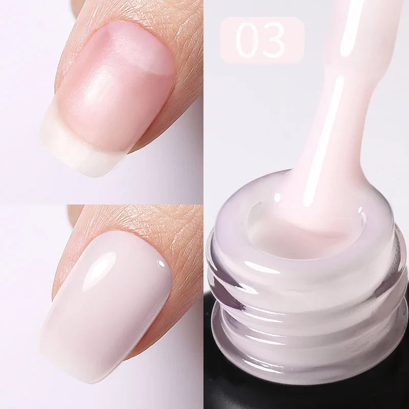 BORN PRETTY Milky Pink Rubber Base Gel Nail Polish Glitter 15ml Semi-Permanent Varnish Soak Off Self Leveling UV LED Gel 13