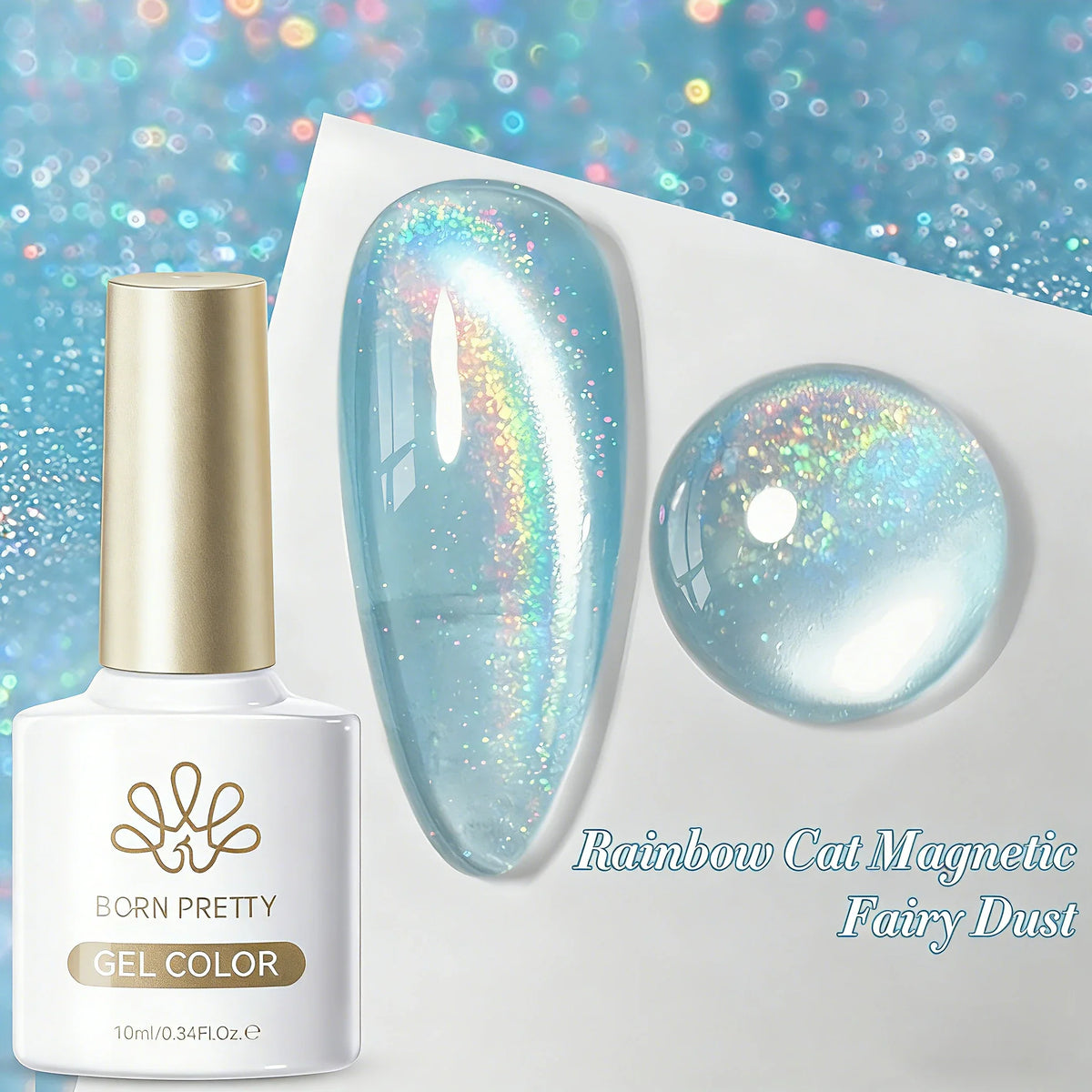 BORN PRETTY 10ml Silver Water Light Cat Magnetic Gel Nail Polish Nail Supplies Vernis Semi Permanent Gel for Fall Winter Nails 23