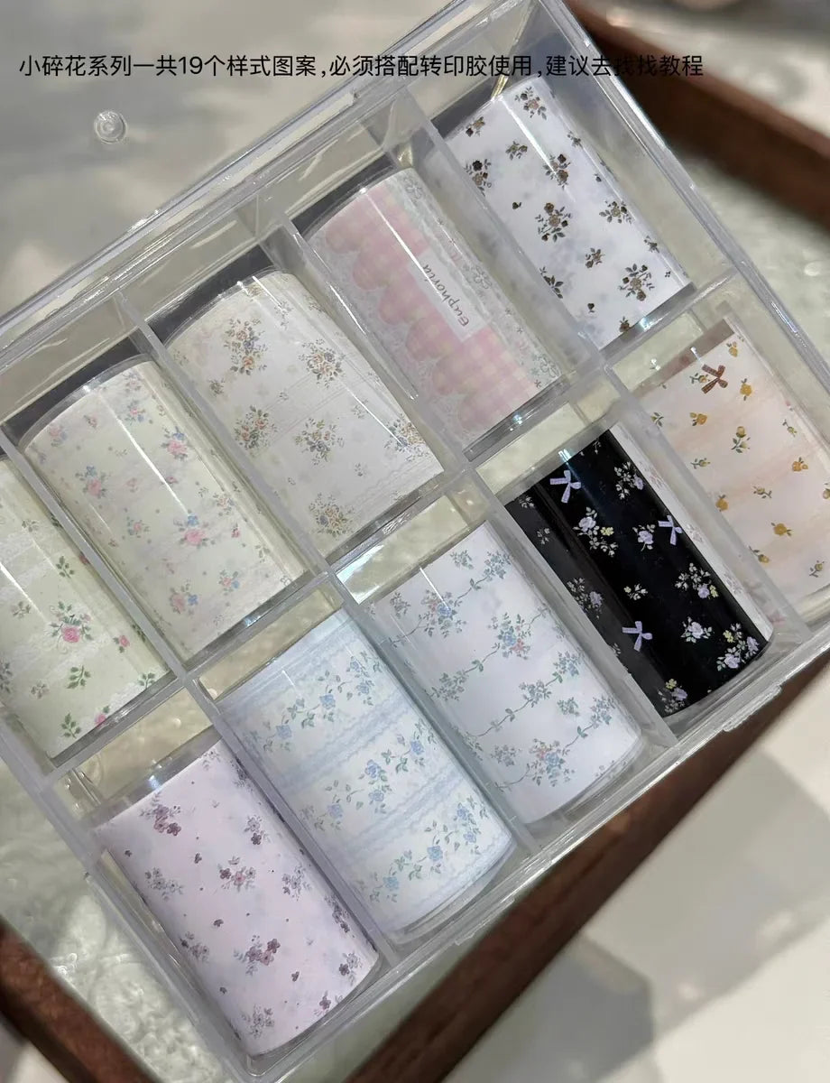 10Rolls Plaid Thousand-Bird Bow  Stars Nail Foils Transfer Paper  Nail Art Stickers  Manicure Set Decal  Nails Decoration 58