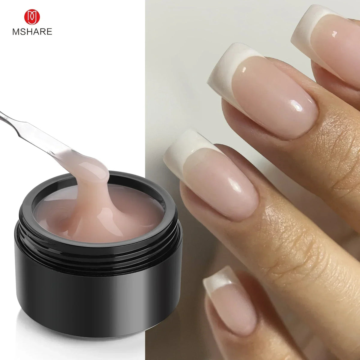 MSHARE 50ml Natural Nails Gel Builder Nalil Tpo Free Self Leveling Gel for Nail Extension Construction Pink Shade UV Led Gel 13