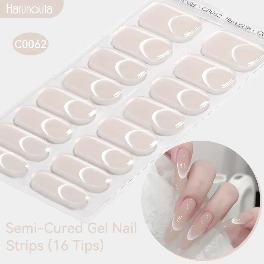 Gradient Auroras Semi Cured Gel Nail Strips Sparkly Shinning DIY Gel Polish Stickers for Nails Works with UV/LED Nail Lamps 39