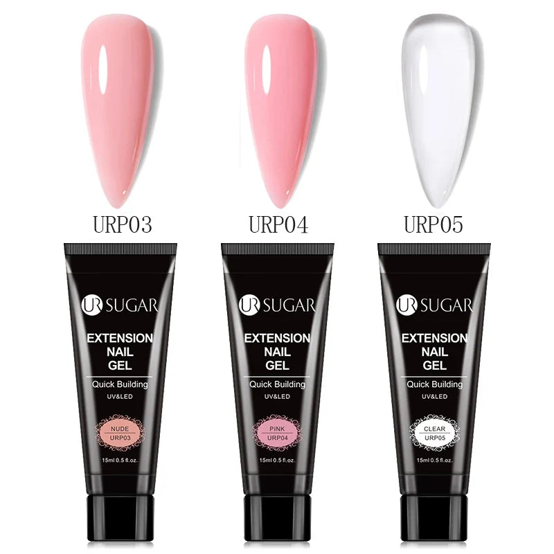 UR SUGAR 15ml Extension Gel Nail Polish Bright Nude White Clear Semi Permanent UV Hard Gel Nails Finger Prolong Gel Varnish Set 22