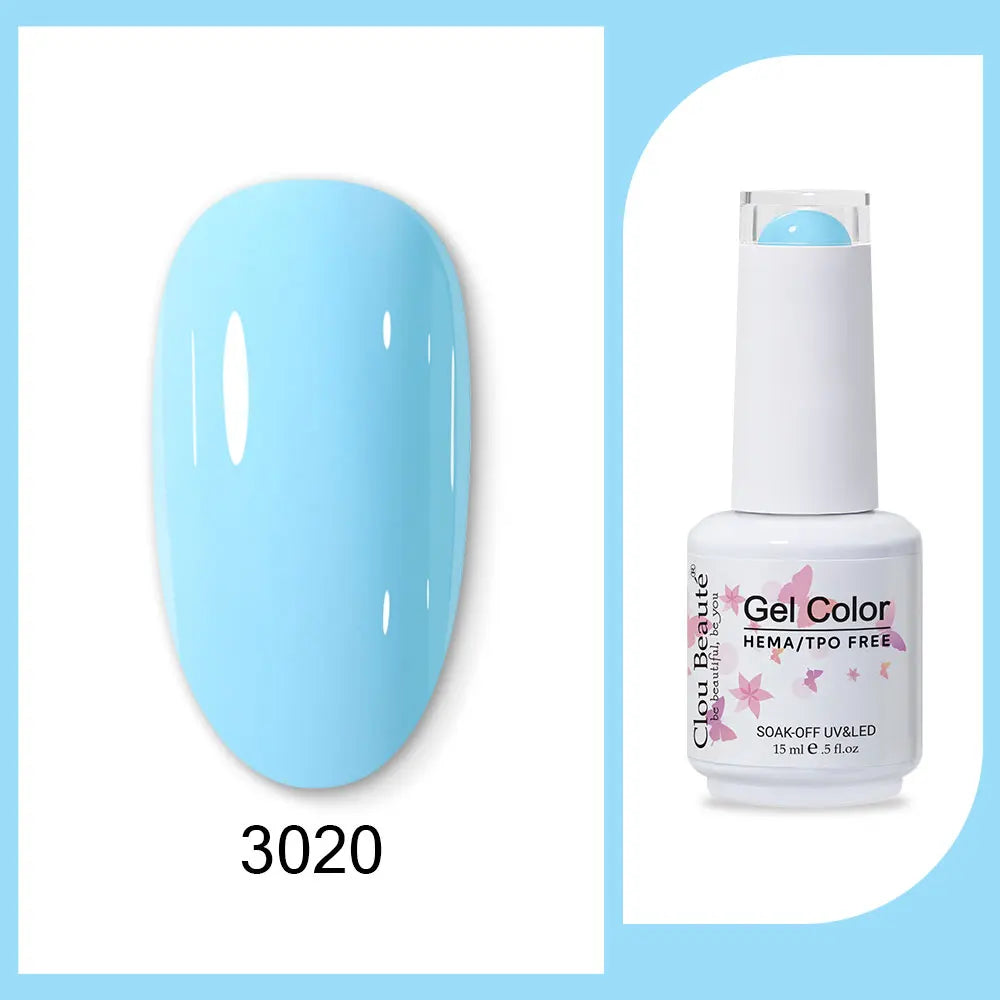 Clou Beaute 15ml Red Black White Green Neon Gel Nail Polish Base Top Coat Velvet Top 400 Colors Semi Permanent Gel Nail Varnish 41