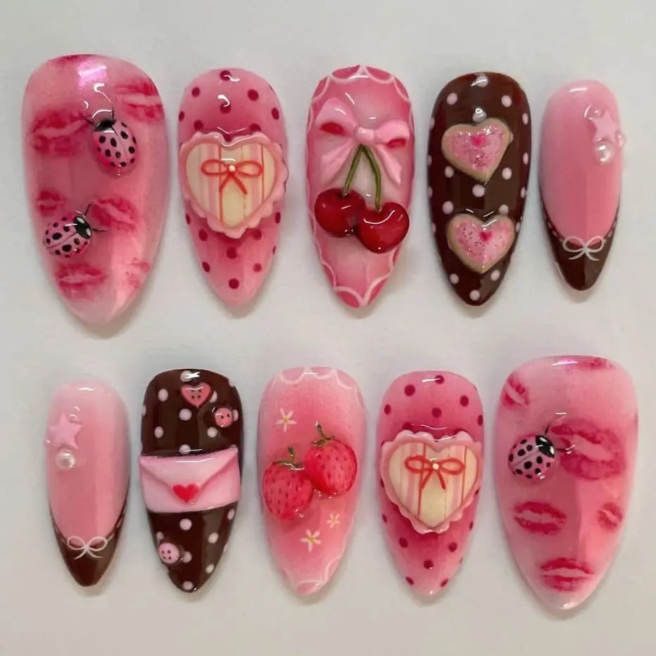 24pcs Gradient Black False Nails Yellow Star Moon Swan Pattern Press On Nails Sweet Cool Bowknots Flower Fake Nail Y2k Manicure 14