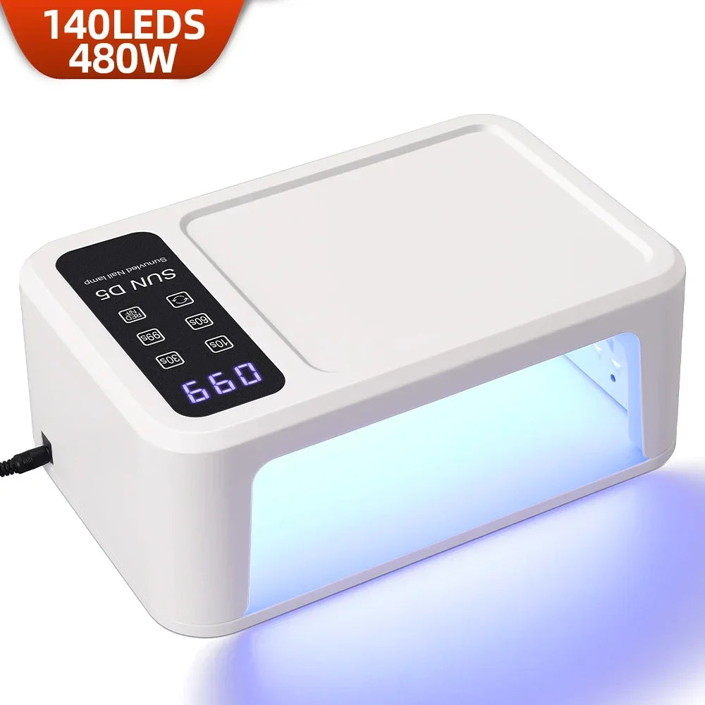 480W Big Space UV LED Nail Lamp For Manicure Lamp Drying Gel Nail Polish 140LEDS Nail Dryer With LCD Screens Salon Tools 1